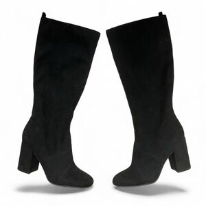 Kenneth Cole Reaction Corey Black Suede Knee-High Block Heel Boots
